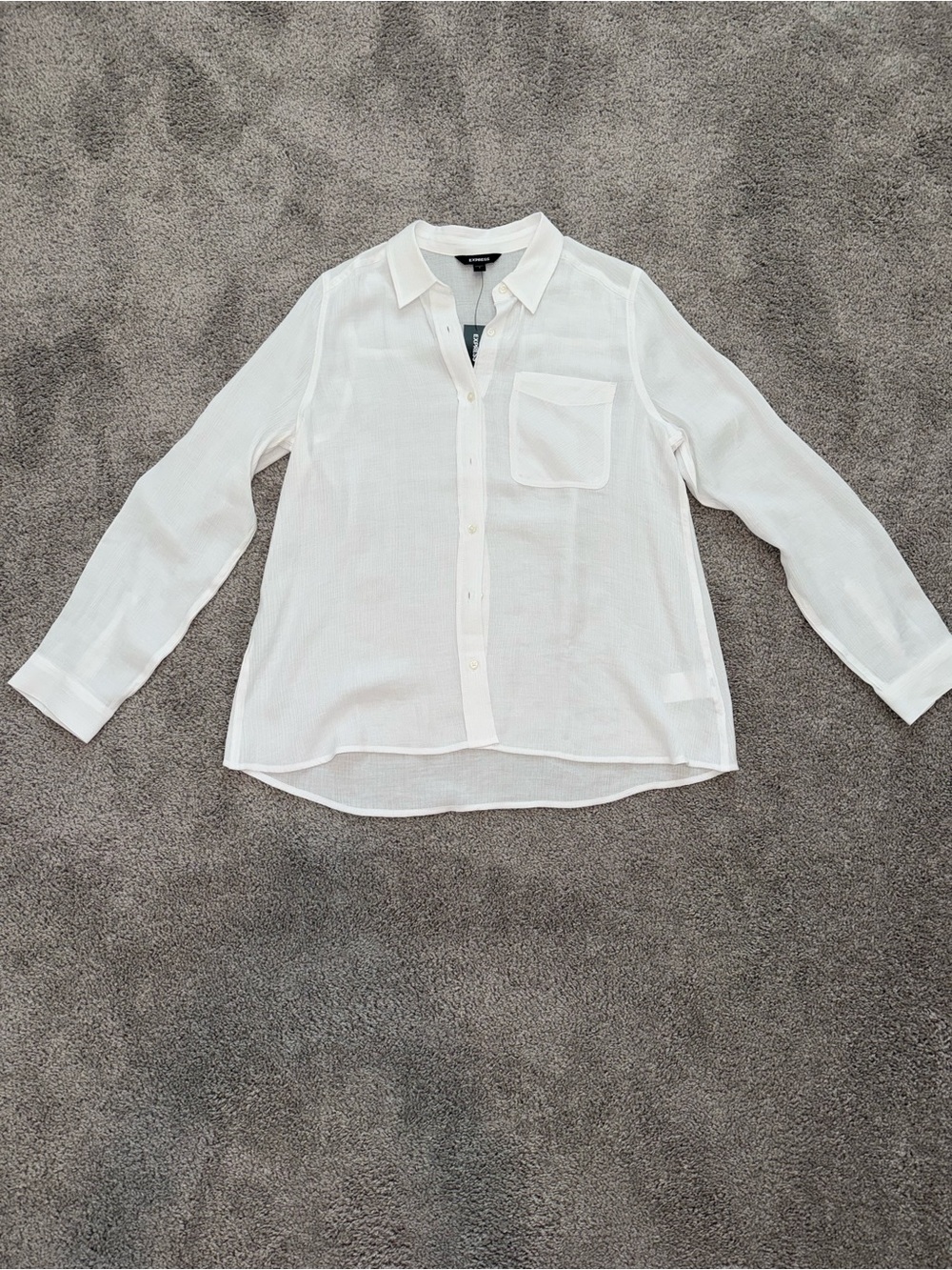 Express White Semi-Sheer Button-Down Shirt